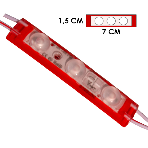 Modulo 3Led Difusor Rojo 12V Ip-67
