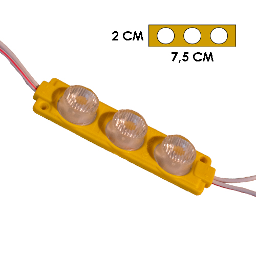 Modulo 3Led Con Difusor 3D Amarillo 12V Ip-67