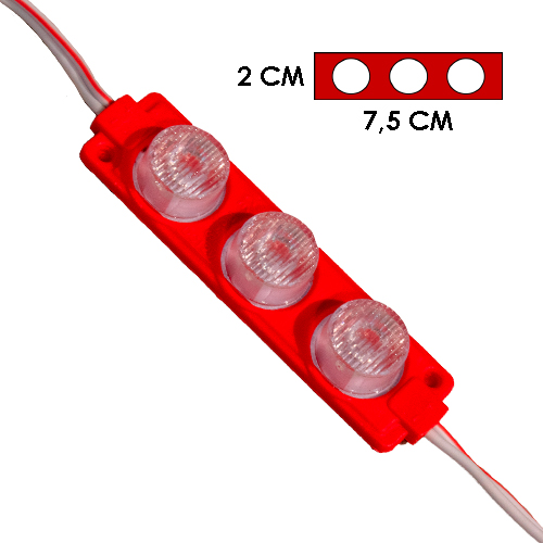 Modulo 3Led Con Difusor 3D Rojo 12V Ip-67