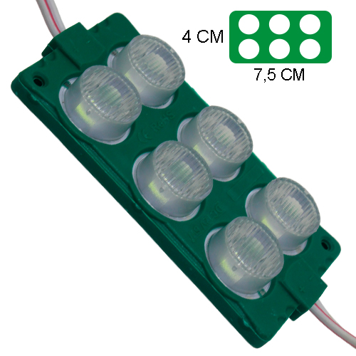 Modulo 6Led (2X3) Con Difusor 3D Verde 12V Ip-67