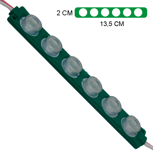 Modulo 6Led (1X6) Con Difusor 3D Verde 12V Ip-67
