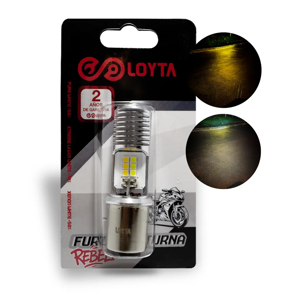 Bombillo Led Bicolor Amarillo/Blanco BA20D AC/DC Loyta